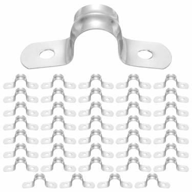 Imagem de HARFINGTON Braçadeira de tubo em U, 40 peças, 1/5.1 cm (12 mm), alça de dois orifícios, grampo de conduíte de tubo em U de aço inoxidável 304, braçadeira rígida para instalação, cabo de tubo de