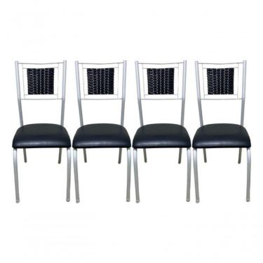 Imagem de Kit 4 Cadeira Jantar Assento Estofado Tecido Corino