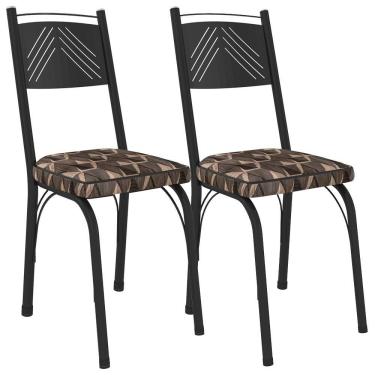 Imagem de Kit 2 Cadeiras Tubular Europa 151 Preto Assento Mosaico Palha Artef Mosaico Palha