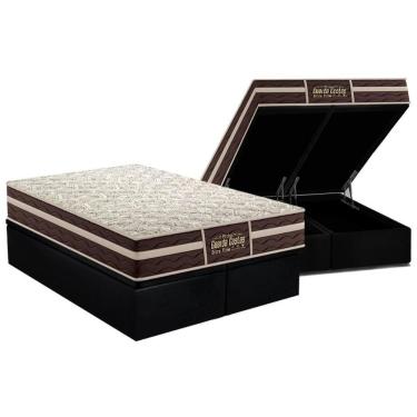 Imagem de Cama Box Baú Queen: Colchão Anatômico Probel Guarda Costas Extra Firme + Base Crc Suede Black (158x198)