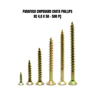 Imagem de Parafuso Chipboard Chata Phillips Bc 4,0 X 50 - 500 Pç
