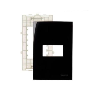 Imagem de Placa Com Suporte Margirius Sleek 4x2 Para 1 Módulo Horizontal Preto Ebony