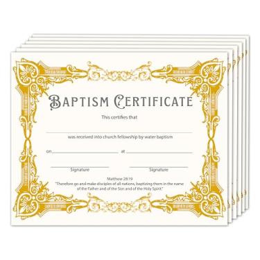 Imagem de Certificado de batismo para igreja, certificado de dedicação de bebê dourado vintage, presentes de prêmio de batizado para bebês meninos meninas, suprimentos de decoração de festa de chá de bebê
