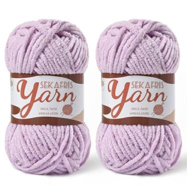 Imagem de Pacote com 2 fios de veludo fofo para crochê, cobertor de bebê macio para crochê, fios amigurumi de 100 g, fios de crochê de chenille de pelúcia, fio de quebra-cabeça para artesanato de tecelagem de