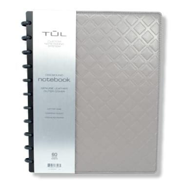 Imagem de TUL® Caderno com capa de couro gravado, tamanho carta, pautado estreito, 60 folhas, cinza