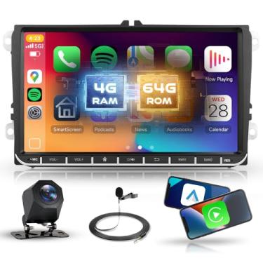 Imagem de Rádio estéreo 4 núcleos 4G + 64G Android para VW Volkswagen Seat Golf Passat Jetta Beetle Tiguan Touran EOS, CarPlay Android Auto, 22.9 cm HD Touchscreen Bluetooth Rádio, GPS WiFi FM RDS SWC AHD