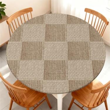 Imagem de COTAIL Toalha de mesa redonda com capa de mesa elástica à prova d'água para mesa redonda de até 155 a 165 cm, capa circular à prova de óleo para cozinha, jantar, acampamento, piquenique, festa, férias