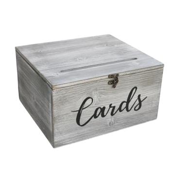 Imagem de oshhni Porta-cartões de casamento, elegante e versátil, com compartimento para decoração de mesa de aniversário, formatura ou outras ocasiões, Cinza