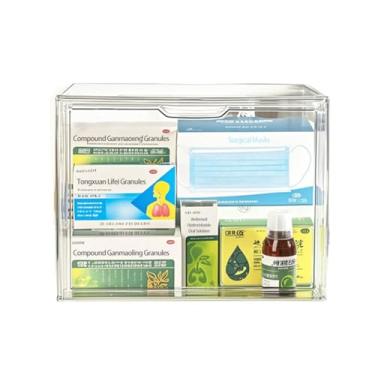 Imagem de QISHENG - Caixa de armazenamento de medicamentos transparente, kit de primeiros socorros vazio de plástico espesso portátil para organizar comprimidos em casa.
