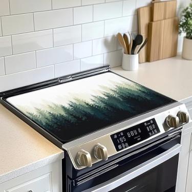 Imagem de Protetor de tampa superior de fogão elétrico Foggy Forest, tapete de fogão de vidro plano superior, tapete de fogão de indução de forno resistente ao calor para tapetes de bancada de cerâmica tapete