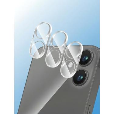 Imagem de Pacote com 3 protetores de lente de câmera HD transparente para iPhone 17 (6,3 polegadas) vidro temperado de dureza 9H, antiarranhões, não afeta fotos noturnas