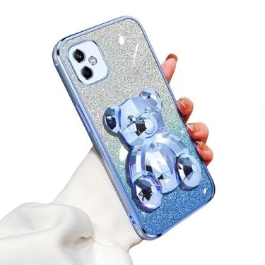 Imagem de Capa de telefone para Samsung Galaxy A05 capa de silicone macio gradiente galvanizado com glitter para Samsung A05 com urso fofo oculto à prova de choque suporte para mulheres meninas capa para Galaxy