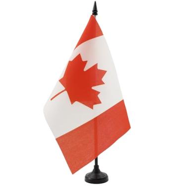Imagem de Bandeira de mesa do Canadá 12 cm x 20.3 cm - Bandeira de mesa canadense 21 x 14 cm - Bastão e base de plástico preto - AZ FLAG