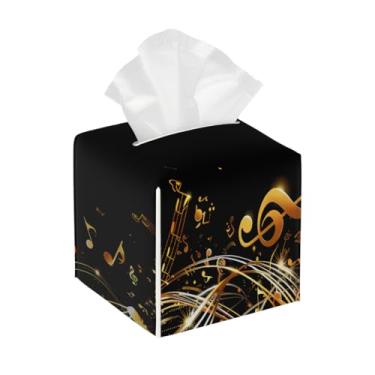 Imagem de Capa quadrada de couro para caixa de lenços à prova d'água, para notas, música, organizador de papel facial legal com cinto inferior, estojo de lenços para mesa, banheiro, escritório, mesa, carro