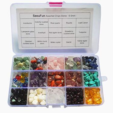 Imagem de SeeuFun Lascas de Pedra de Cristal Sortidas 6-9 mm Pedra de Cristal para Casa Decorativa Gravel, Fluorite, Turquesa, Quartzo Rosa, Ametista (400 g)