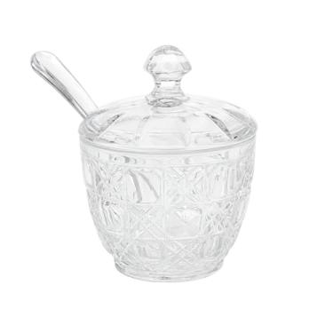 Imagem de Açucareiro de Vidro com Colher Pote Decorativo para Servir Açúcar Tampa Transparente Design Clássico