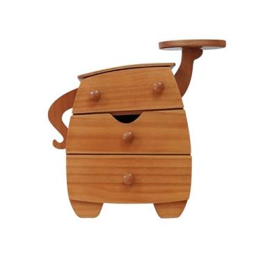 Imagem de Caixa de joias de madeira, organizador de joias de pinho com 3 gavetas, design destacável personalizado, estojo de joias compacto e portátil para colar, anel, pulseira, cereja