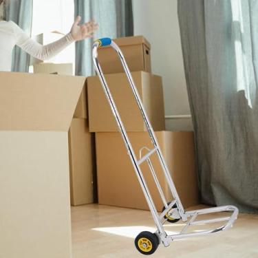 Imagem de Esquirla Carrinho de mão dobrável, carrinho ajustável, e portátil com rodas, de bagagem para compras, viagens e acampamentos, Rodas de Borracha