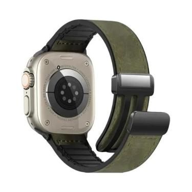 Imagem de Pulseira De Couro Magnética Para Apple Watch De 49mm 44 45 42mm 40 46 