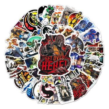 Imagem de Adesivos Mortal Kombat, vinil impermeável, anime, 50 unidades