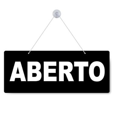 Imagem de Placa Dupla Face Aberto Fechado, Preto, Frente