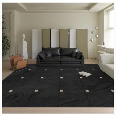 Imagem de SPXMQSS Tapete de área grande, antiderrapante para sala de estar, tapete macio e resistente ao desgaste para sala de estar, quarto, quarto infantil, sala de jantar, preto