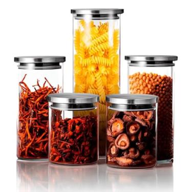 Imagem de Kit 5 Potes Herméticos Redondo de Vidro Borossilicato com Tampa de Aço Inox Premium