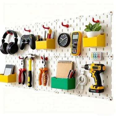 Imagem de Kulle Painéis brancos inovadores – pacote com 8 unidades de design modular personalizável, magnético e fácil instalação – Solução de armazenamento de parede que economiza espaço para casa, escritório