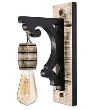 Imagem de Arandela Luminária de Parede Rústica Colonial Barril Madeira Maciça - Retrô Vintage