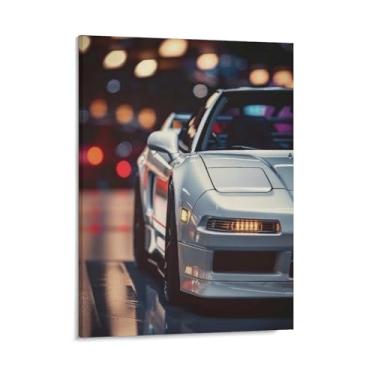 Imagem de HouLaiZhe Jdm Car Nsx Neon Night Posters Canvas Wall Estética Sala Decoração de Parede Impressões Galeria Sala Decoração de Parede para Quarto Sala de Estar Escritório 16 x 20 polegadas (40 x 50 cm)