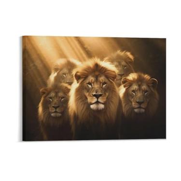 Imagem de HouLaiZhe Pôster animal leão luz solar efeito Tyndall parede estética pôsteres decoração de quarto pintura de parede galeria sala decoração de parede para quarto sala de estar escritório 18 x 24