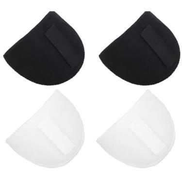 Imagem de 2 pares de ombreiras confortáveis pretas e brancas com gancho e laço, almofadas de ombro de espuma espessa, suprimentos de costura, almofadas de esponja respiráveis para ombros altos e baixos blazer