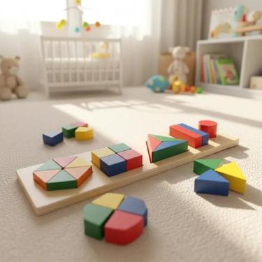 Imagem de Encaixe Divertido Formas e Frações Brinquedo Educativo Criança - MaisT