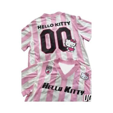 Imagem de Camiseta Feminina Oversized Hello Kitty Listrada Com Decote Em V E Man
