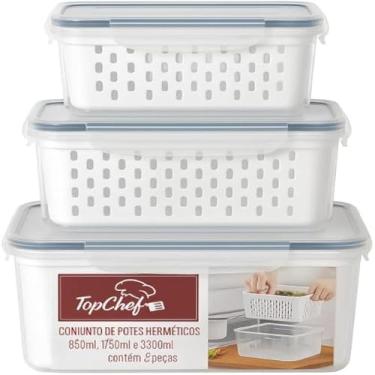 Imagem de Potes hermeticos para armazenar alimentos frescos e deliciosos, e organizados, Branca