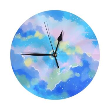 Imagem de ZERAOKE Sky - Relógio de parede redondo moderno - silencioso sem tique-taque operado por bateria, decoração de mesa ou parede para sala de estar, quarto, escritório.