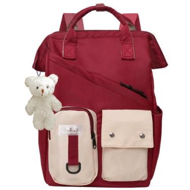 Imagem de Mochila Feminina Infantil Juvenil Com Mimo Chaveiro Nuvem Personalizav