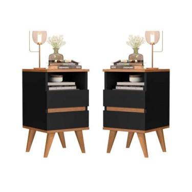 Imagem de Kit 2 Mesa de cabeceira Pés Palito 2 Gavetas - Pop - CM - Cal Móveis, 