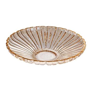 Imagem de Tigela de frutas simples moda vidro espesso prato de frutas bandeja de lanche de doces design de grande capacidade sobremesa fruteira decorativa prato de frutas prato de frutas (cor: YEL