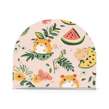 Imagem de xigua Porta-guardanapos de acrílico, porta-guardanapos de hamster de desenho animado fofo para mesas cozinha restaurante decoração de casa, suporte decorativo moderno para guardanapos de coquetel de