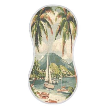 Imagem de xigua Conjunto de 4 panos para arrotos de musselina tropical de praia, super macios e absorventes, roupas de arroto de algodão, presente de chá para recém-nascidos, bebês meninas e meninos