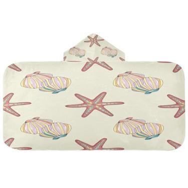 Imagem de CEBUGI Toalha de banho com capuz com estrelas do mar coloridas para crianças toalha de banho macia absorvente com capuz 127 x 59,7 cm toalha de banho de praia para meninos e meninas