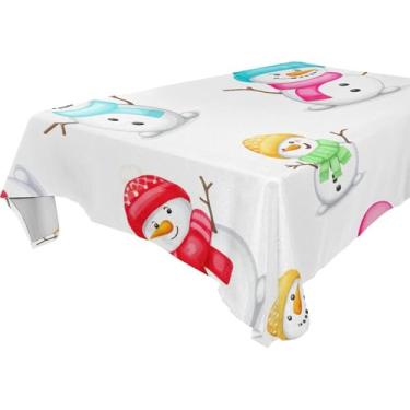 Imagem de Burbuja Toalha de mesa de boneco de neve, toalha de mesa quadrada anti-rugas grossa para decoração de jantar, cozinha, festa, 137 x 137 cm