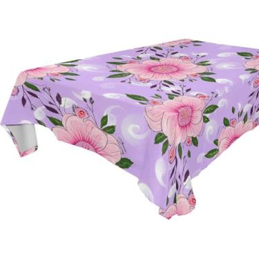 Imagem de Burbuja Toalha de mesa de flores, toalha de mesa quadrada anti-rugas grossa para decoração de jantar, cozinha, festa, 137 x 137 cm