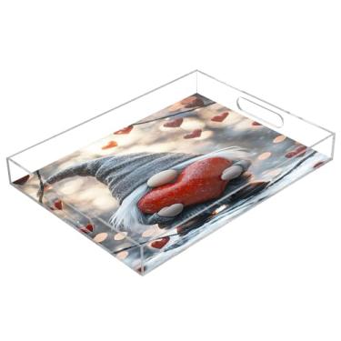 Imagem de STAYTOP Bandeja de servir de acrílico para o Dia dos Namorados, 15,7 x 11,20 cm, bandejas decorativas à prova de derramamento, organizador de bancada para café da manhã, chá, comida, maquiagem