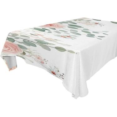 Imagem de Burbuja Toalha de mesa floral aquarela, toalha de mesa quadrada, anti-rugas, grossa para decoração de jantar, cozinha, festa, 137 x 137 cm