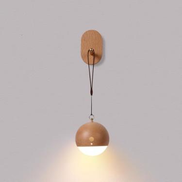 Imagem de Asixxsix Luz noturna de controle de voz, 3 níveis de brilho parede pendurada lâmpada da cama, USB recarregável portátil LED luz noturna para Sala de estar Quarto Criança Hollway