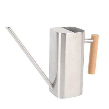 Imagem de aqxreight Regador de Aço Inoxidável Com Bico Longo Alça de Madeira para Plantas de Casa de Interior Bonsai Flor de Jardim Ao Ar Livre Quadrado Decorativo Preto 500ML Resistente à Ferrugem é Longo