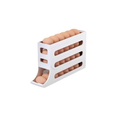 Imagem de Organizador de Ovos para Geladeira, Plástico, 18 Unidades, 29,5x6,5x18,5 cm, Branco e Bege Sortido, 250g