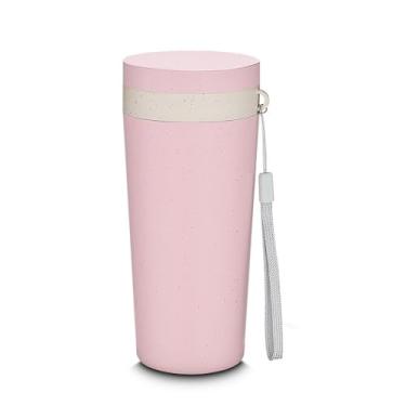 Imagem de Copo Rosa 300ml em Fibra de Trigo – Parede Dupla e Alça para Mais Conforto
